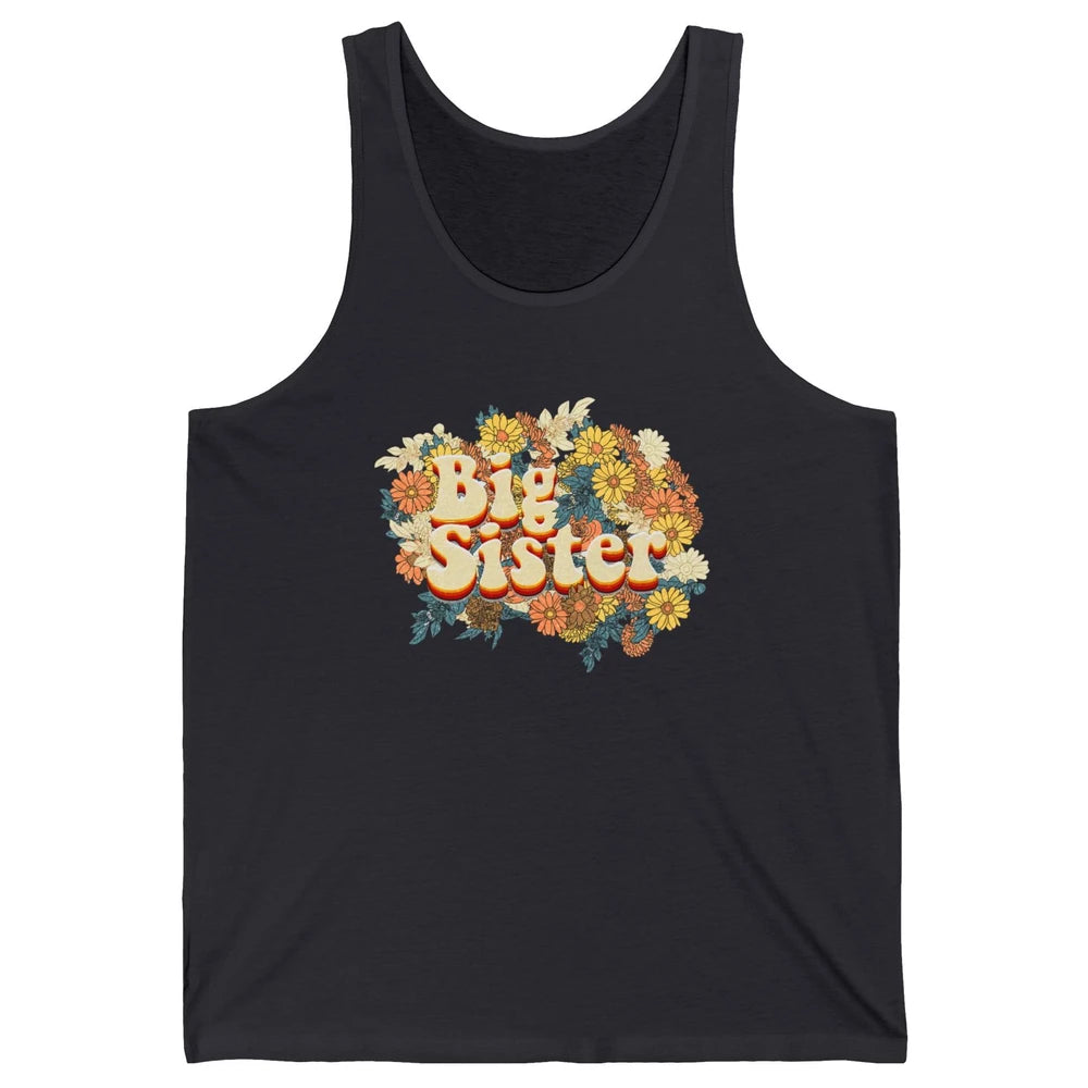 Retro Floral Big Sister Siblings Little Sister Gift Unisex Jersey Tank