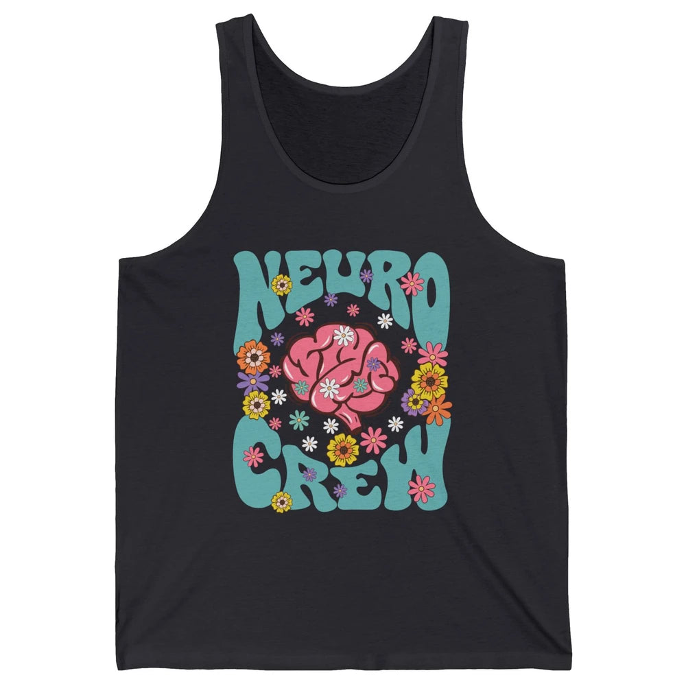 Retro Floral Neuro Crew Nurse Life Neurologist Neuroscience Unisex Jersey Tank