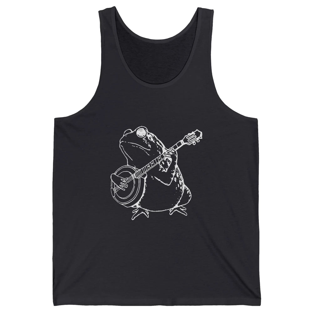 Retro Frog Playing Banjo Musician Banjo Player Music Vintage Unisex Jersey Tank
