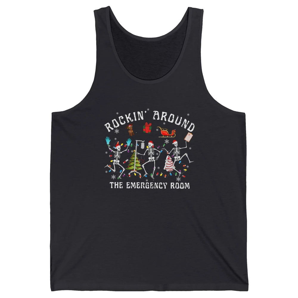 Merry Christmas Rocking Around Emergency Room Skeleton Nurse Unisex Jersey Tank