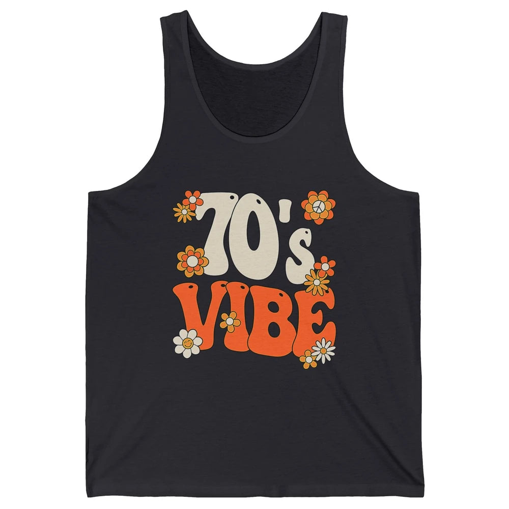 Retro 70s Vibe Groovy Smile Daisy Hippie Positive 1970 Party Unisex Jersey Tank