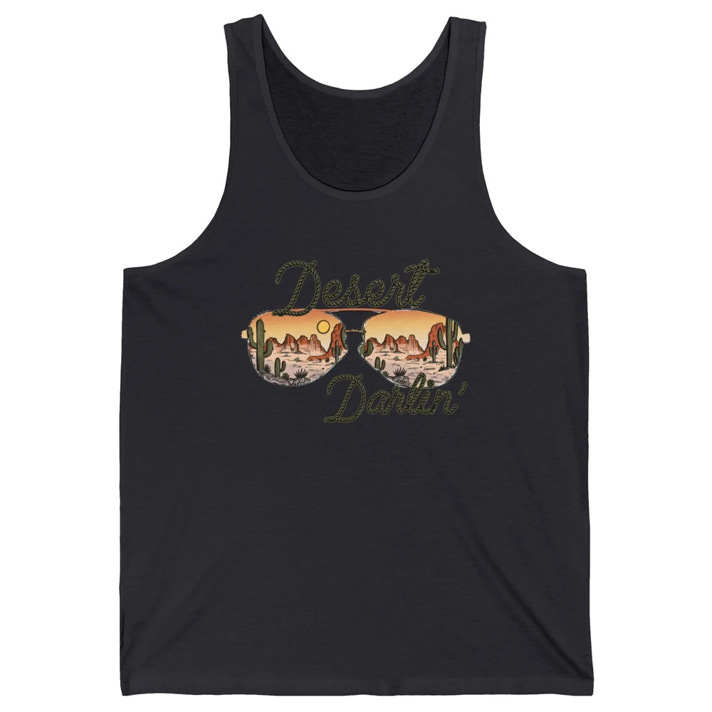 Retro Desert Darling Cactus Glasses Western Country Cowboy Unisex Jersey Tank