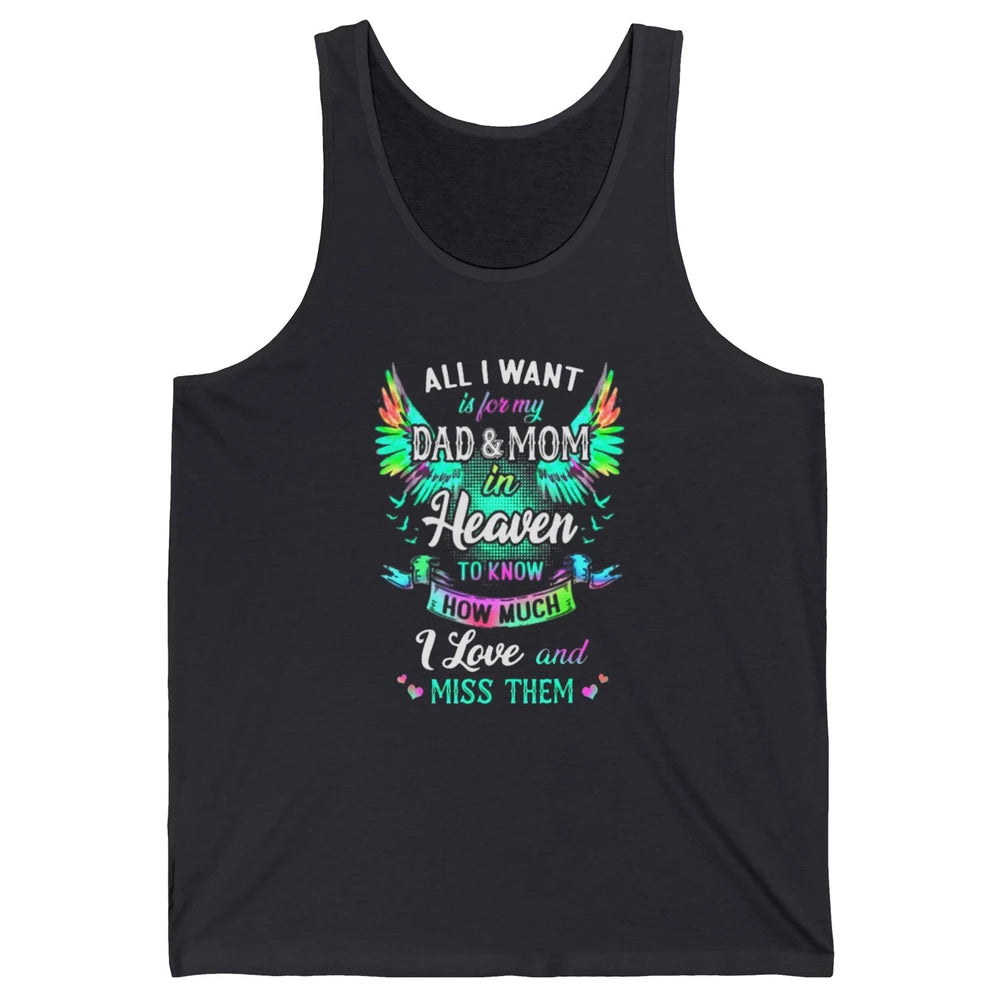 My Mom And Dad In Heaven Angel Wings Mother Memories Forever Unisex Jersey Tank