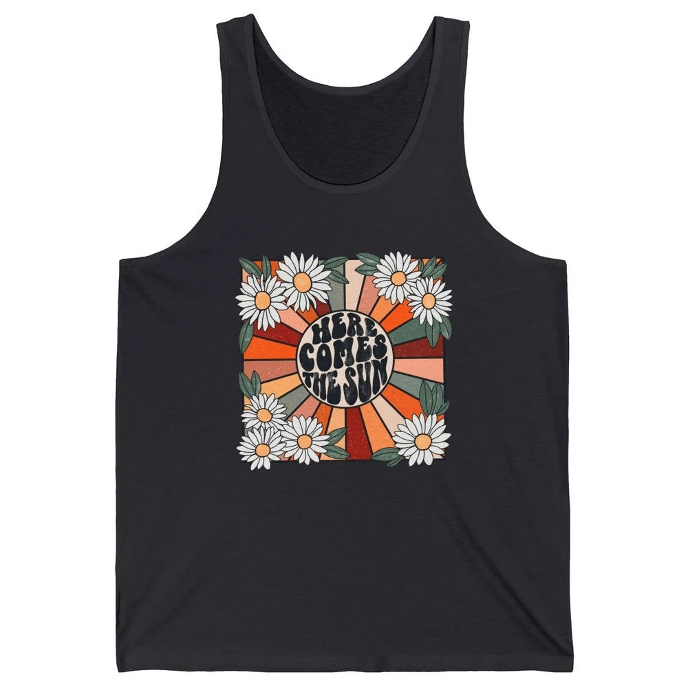 Retro Here Comes The Sun Sunshine Motivational Positive Mind Unisex Jersey Tank