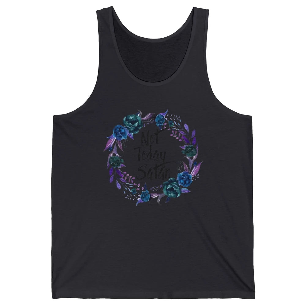 Retro Floral Not Today Satan Jesus Cross Christian Religious Unisex Jersey Tank