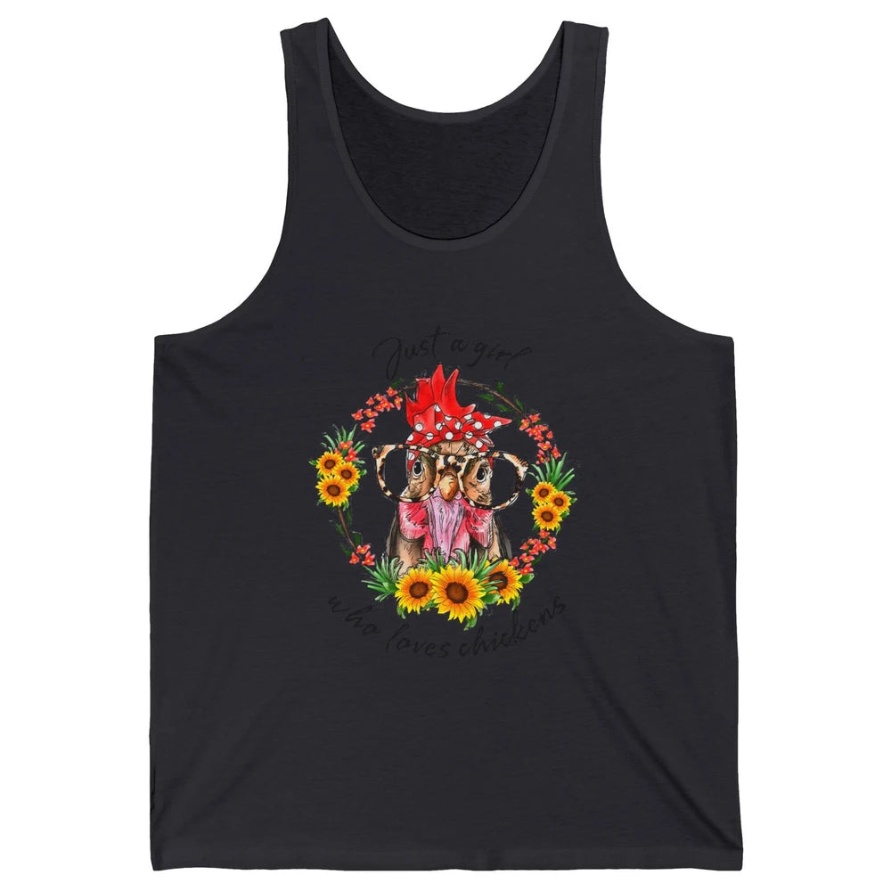 Retro Just Girl Loves Chickens Flower Chicken Farm Animal Unisex Jersey Tank
