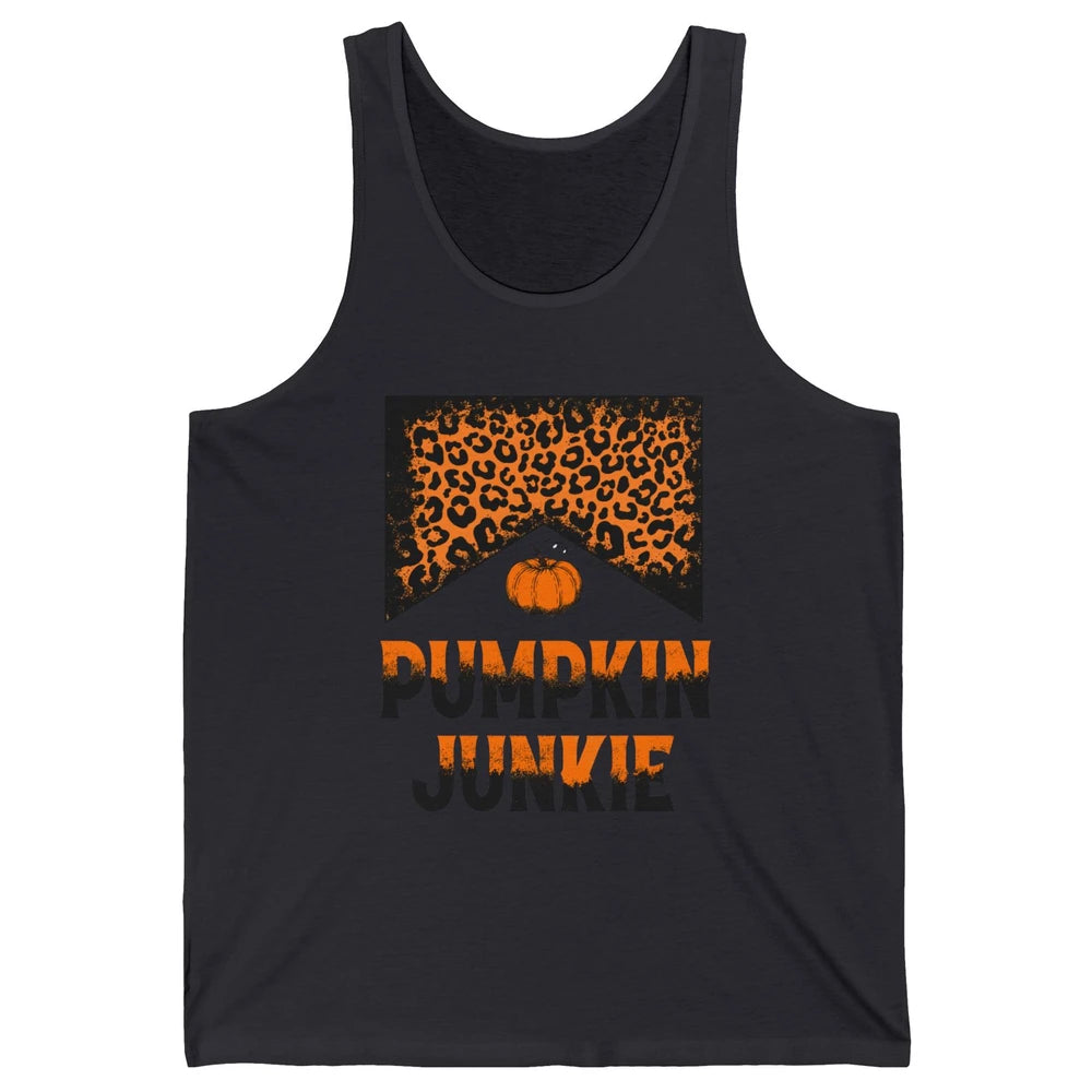 Retro Pumpkin Junkie Leopard Thanksgiving Western Country Unisex Jersey Tank