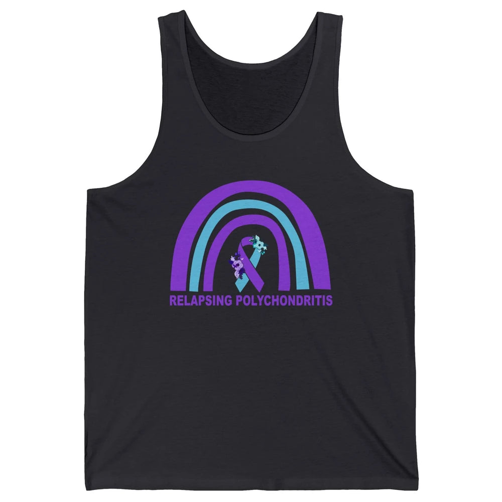 Relapsing Polychondritis Awareness Floral Blue Purple Ribbon Unisex Jersey Tank