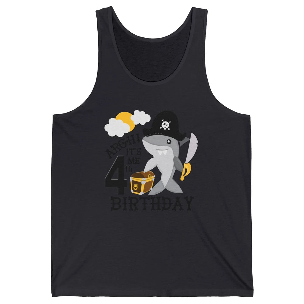 Pirate Shark 4th Birthday Party 4th Birthday Boy Girl Gift Unisex Jersey Tank