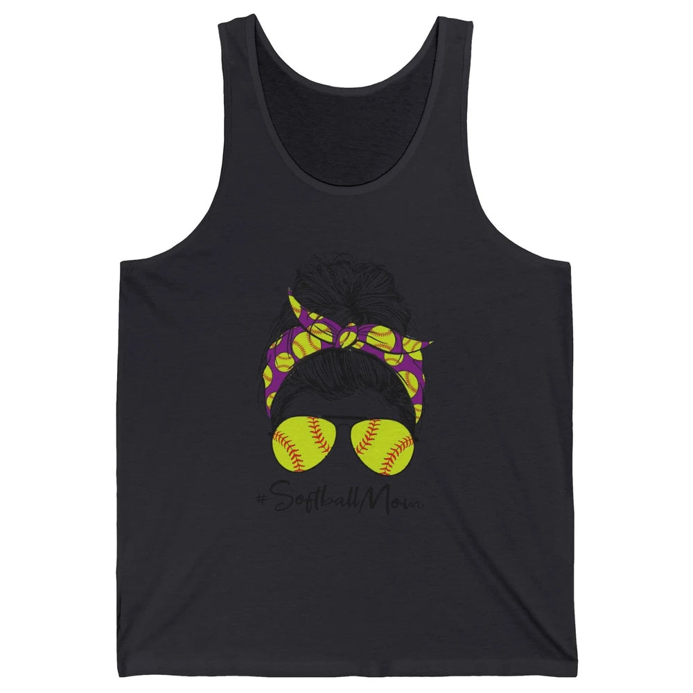 Mom Life Softball Mom Bun Softball Headband Sunglasses Unisex Jersey Tank