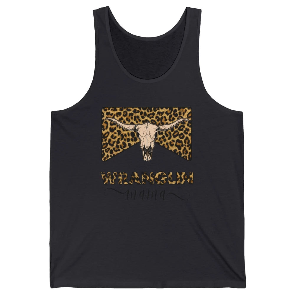 Retro Leopard Bull Skull Wrangling Mama Western Country Girl Unisex Jersey Tank