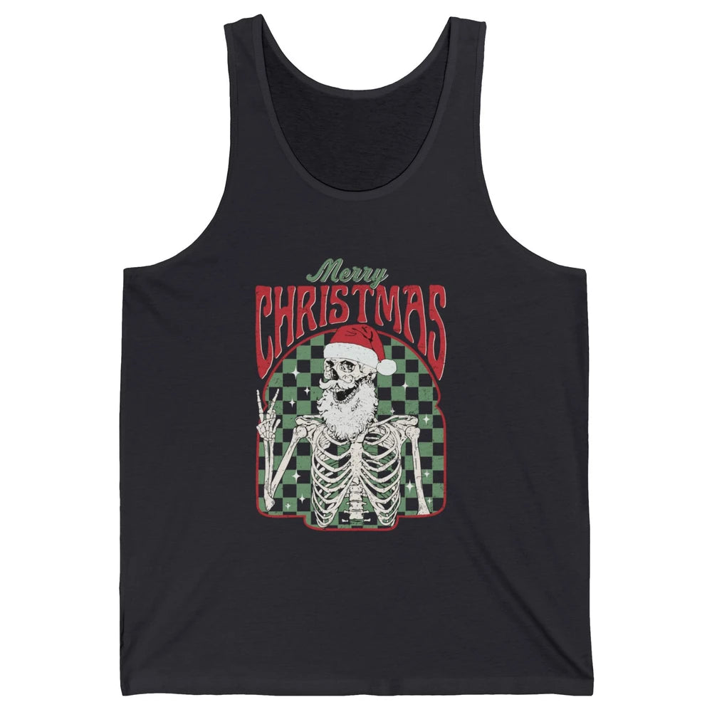 Merry Christmas Skeleton Santa Claus Vintage Xmas Skull Vibe Unisex Jersey Tank