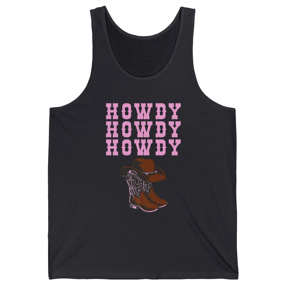 Retro Cowgirl Boots And Hat Howdy Western Country Cowboy Unisex Jersey Tank