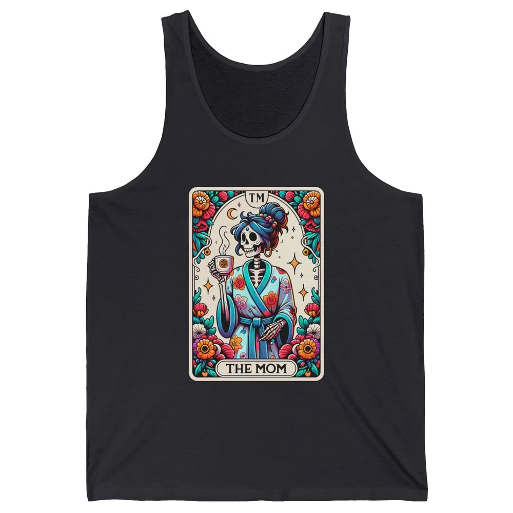 Retro Floral Skeleton The Mom Tarot Card Halloween Mom Life Unisex Jersey Tank