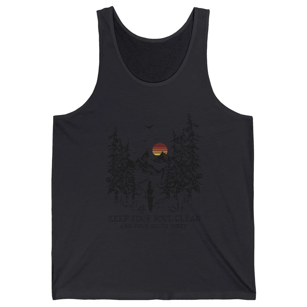 Retro Hiking Camping Keep Your Soul Clean & Your Boots Dirty Unisex Jersey Tank