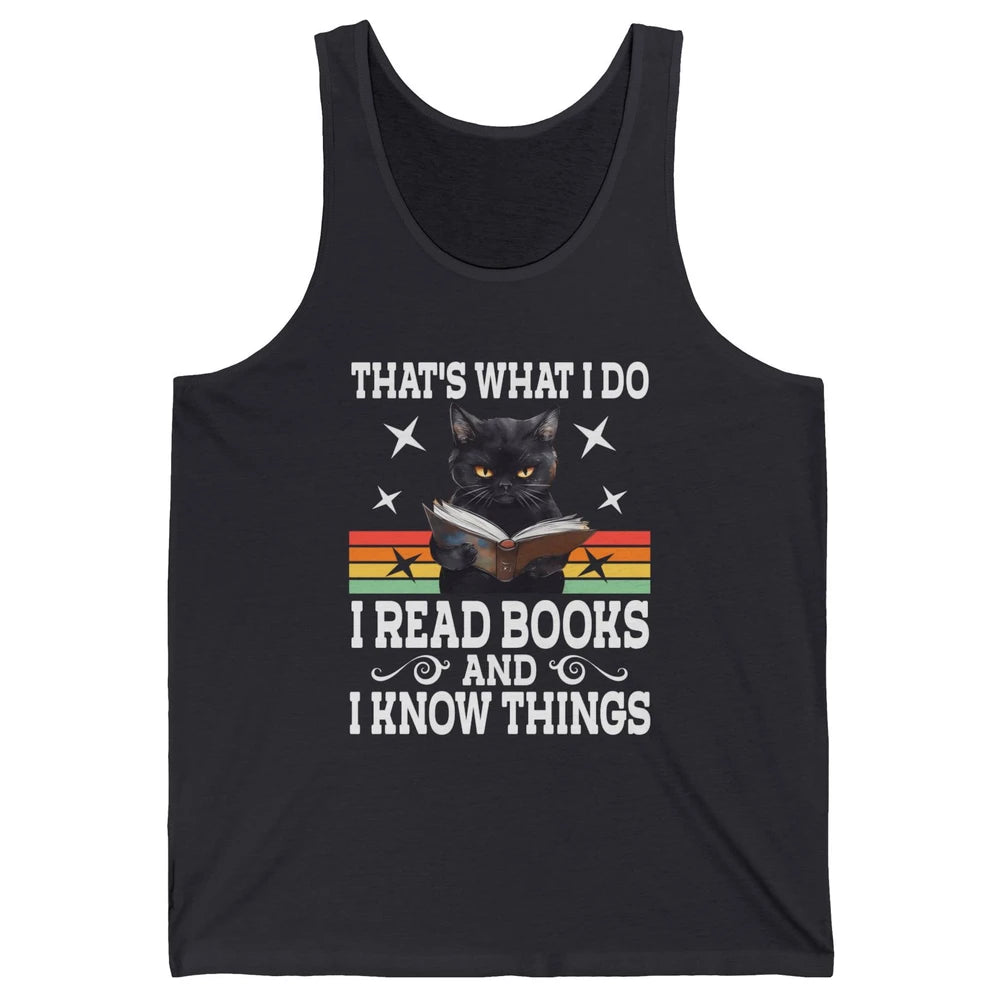 Retro Cat Books The Reader Black Cat Reading Books Bookish Bookworm Kitten Unisex Jersey Tank
