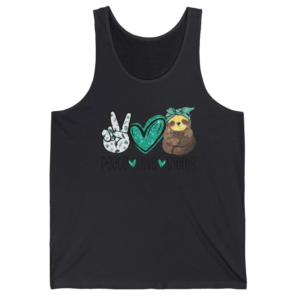 Peace Love Sloths Cute Baby Sloth With Bandana Sloth Lovers Unisex Jersey Tank