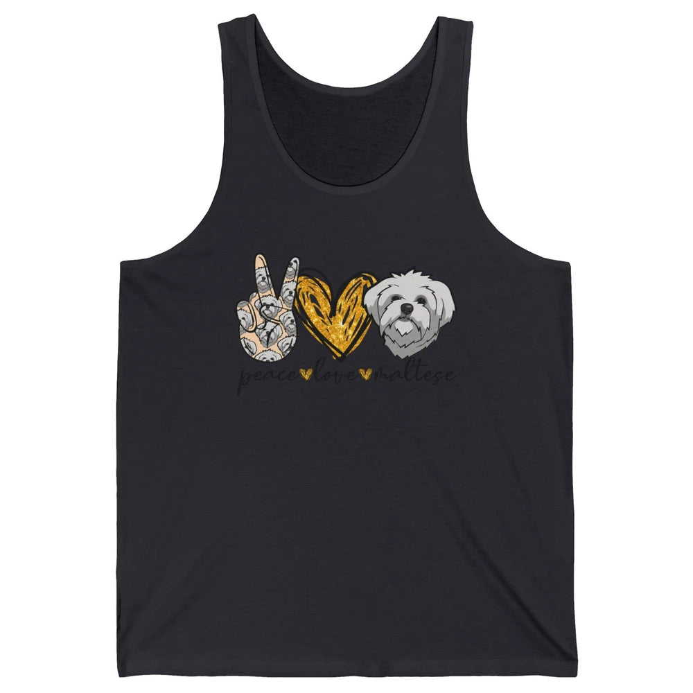 Peace Love Maltese Dog Maltese Dad Mom Mothers Fathers Day Unisex Jersey Tank
