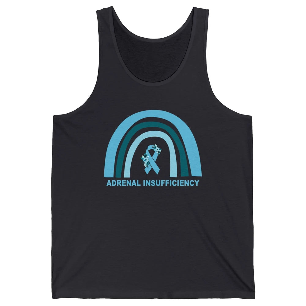 Adrenal Insufficiency Awareness Floral Blue Ribbon Rainbow Unisex Jersey Tank