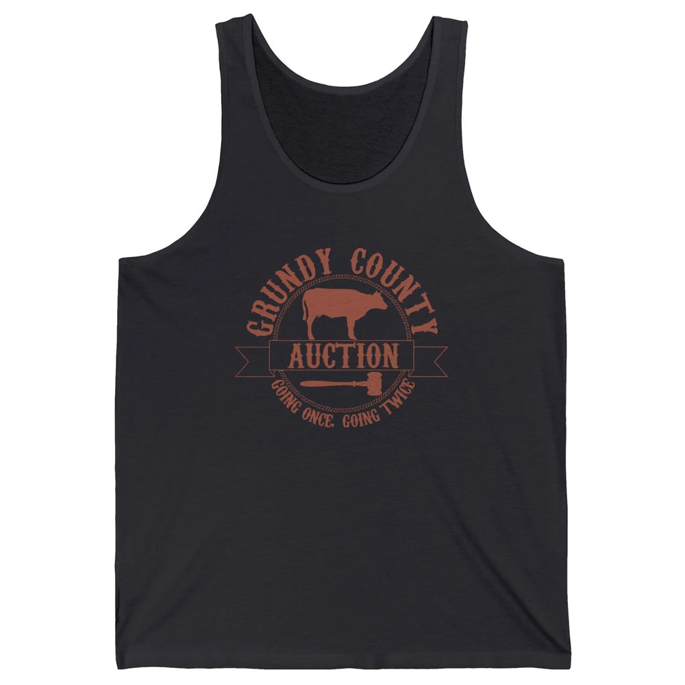 Retro Cow Cattle Grundy County Auction Western Country Farm Unisex Jersey Tank