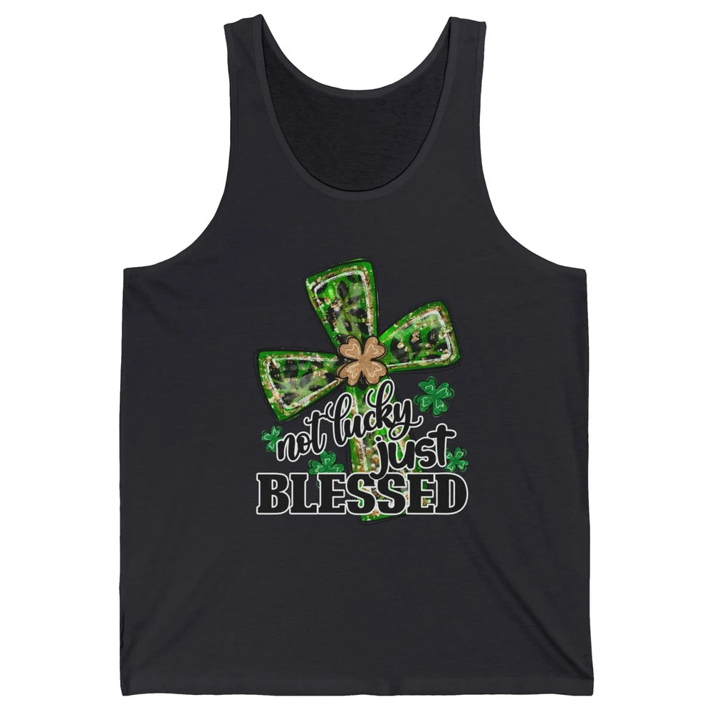 Not Lucky Just Blessed Patrick's Day Christian Faith Clovers Unisex Jersey Tank