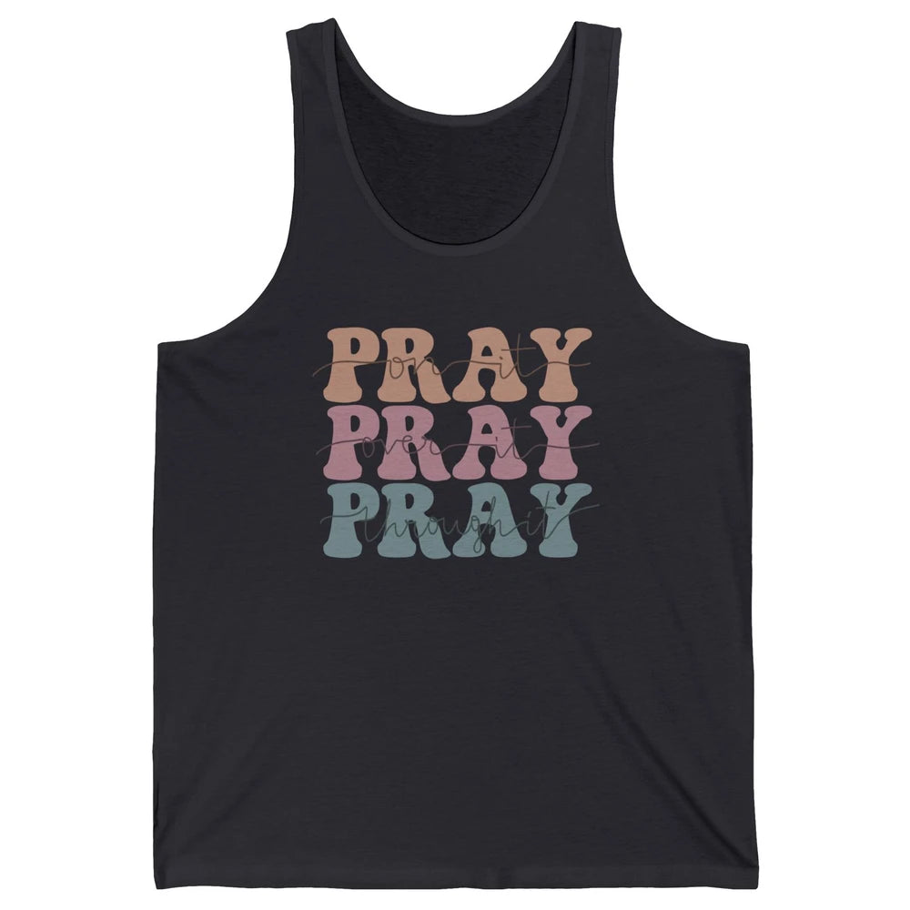 Retro Pray On It Over It Christian Bible Faith In Jesus Unisex Jersey Tank
