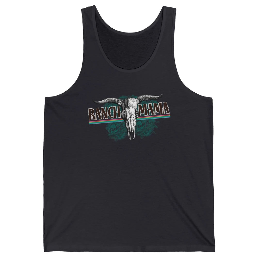 Retro Ranch Mama Highland Cow Skull Western Country Cowboy Unisex Jersey Tank