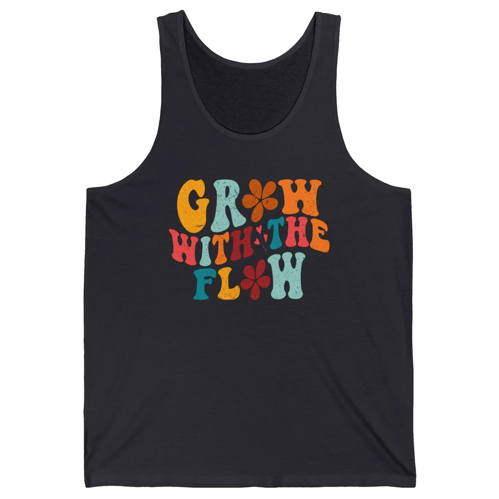 Retro Flower Grow With The Flow Summer Vintage Positive Life Unisex Jersey Tank