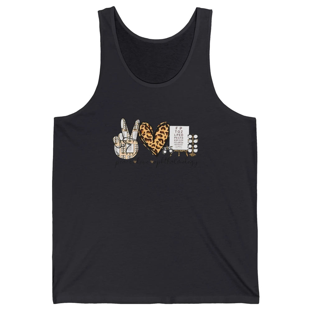 Peace Love Ophthalmology Leopard Heart Optician Optometrist Unisex Jersey Tank