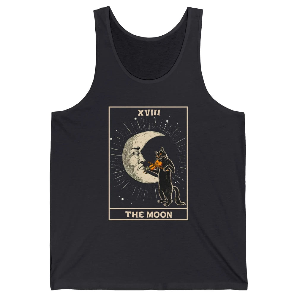 Retro Halloween Cat Guitarist The Moon Tarot Card Witchcraft Unisex Jersey Tank