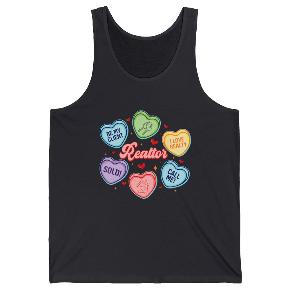 Heart Candy Valentines Day Funny Real Estate Be Mine Realtor Unisex Jersey Tank