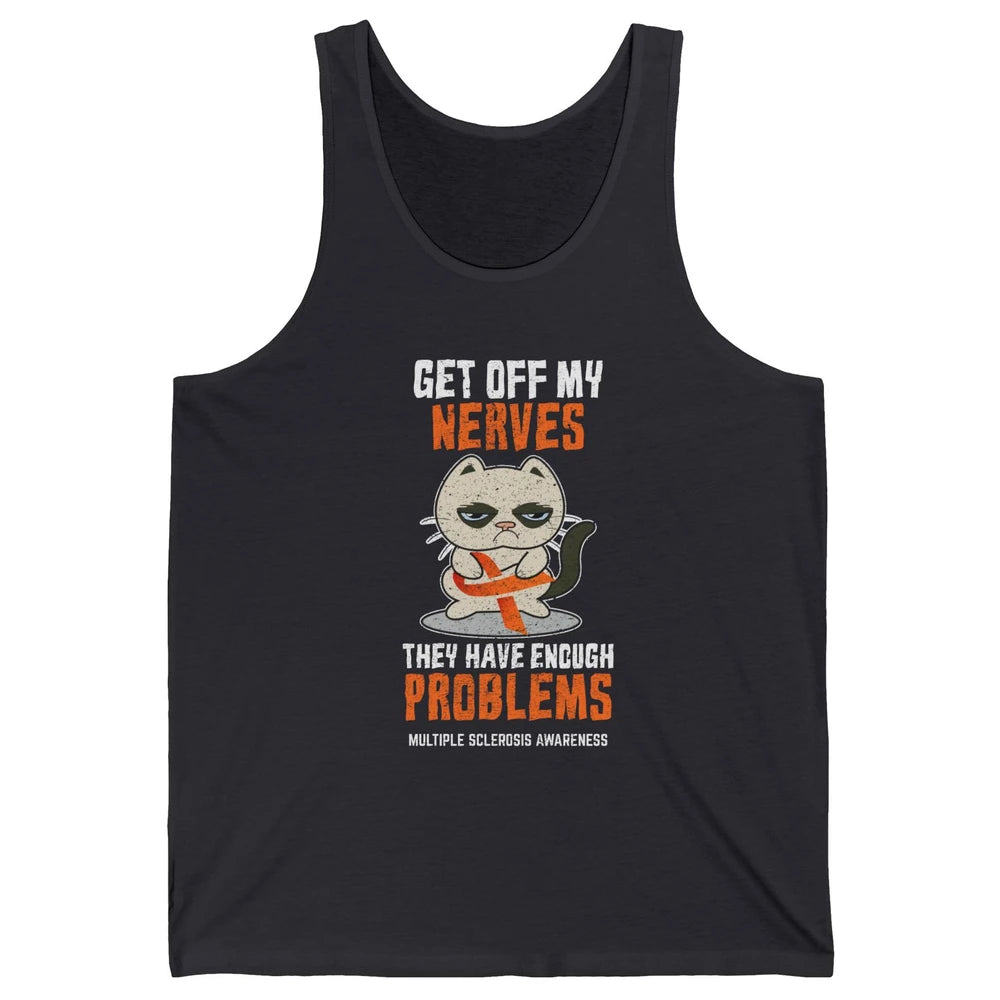 Multiple Sclerosis Awareness Ms Cancer Cat Orange Ribbon Unisex Jersey Tank