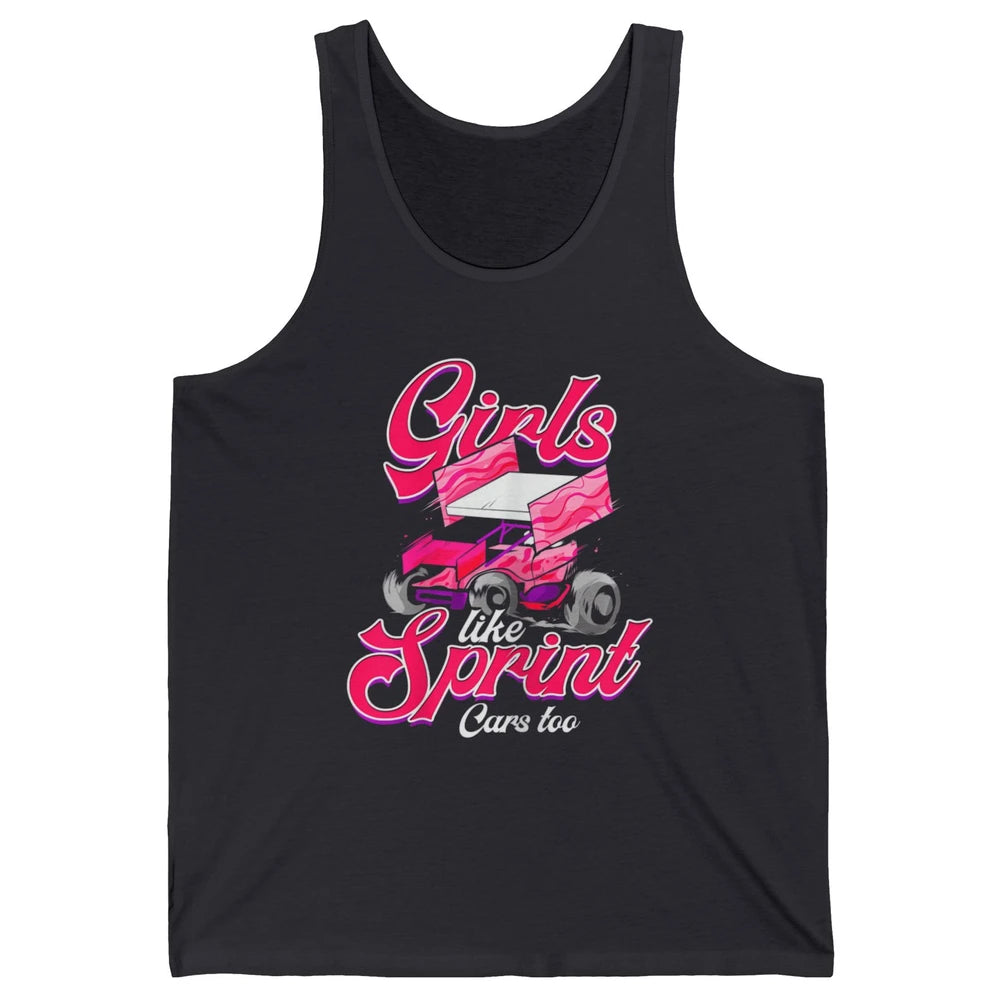 Racing Dirt Track Girls Like Sprint Car Too Race Truck Retro Unisex Jersey Tank