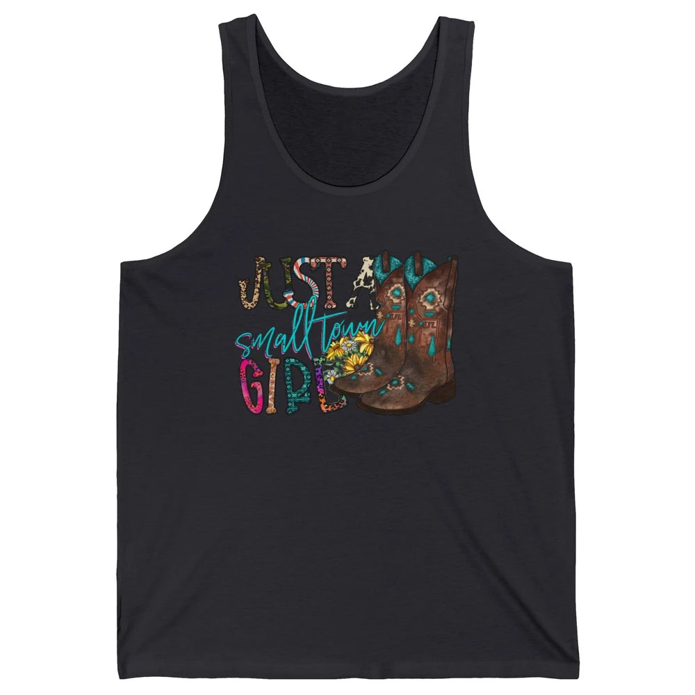 Retro Cowgirl Boots Just A Small Town Girl Western Country Unisex Jersey Tank