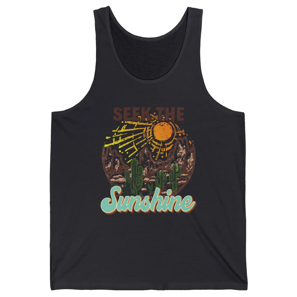 Retro Desert Cactus Seek The Sunshine Western Country Girls Unisex Jersey Tank