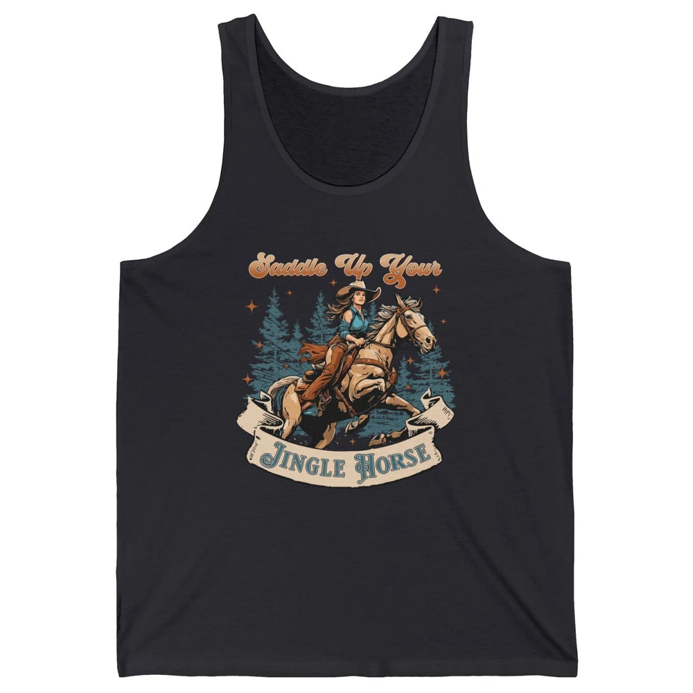Retro Christmas Saddle Up Your Jingle Horse Bronco Cowgirl Unisex Jersey Tank