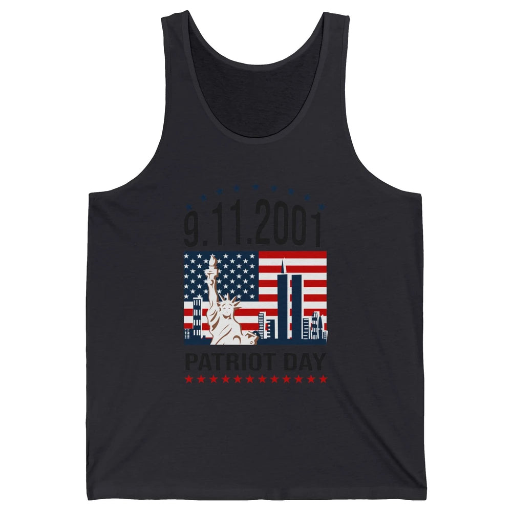 Never Forget 9-11-2001 American Flag Patriotic Memorial Day Unisex Jersey Tank