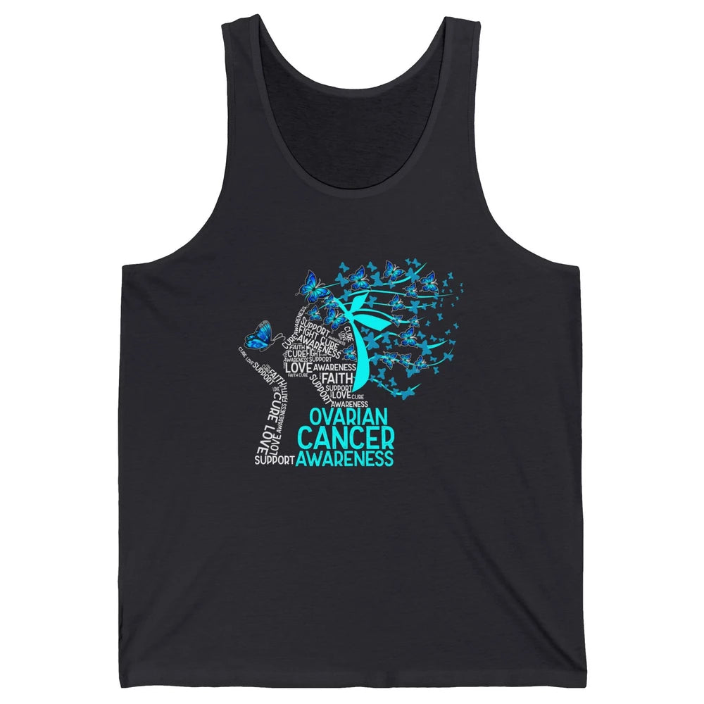 Ovarian Cancer Awareness Hope Love Cure Teal Ribbon Unisex Jersey Tank