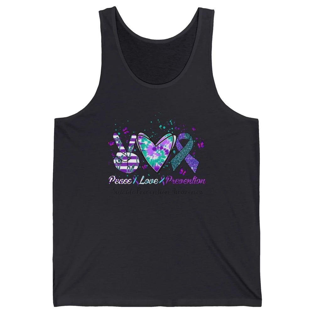 Peace Love Prevention Teal Purple Ribbon Suicide Awareness Unisex Jersey Tank