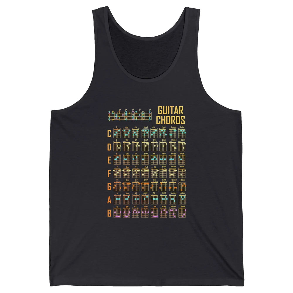 Music Art Guitar Chords Retro Guitarist Play Guitar Musician Unisex Jersey Tank