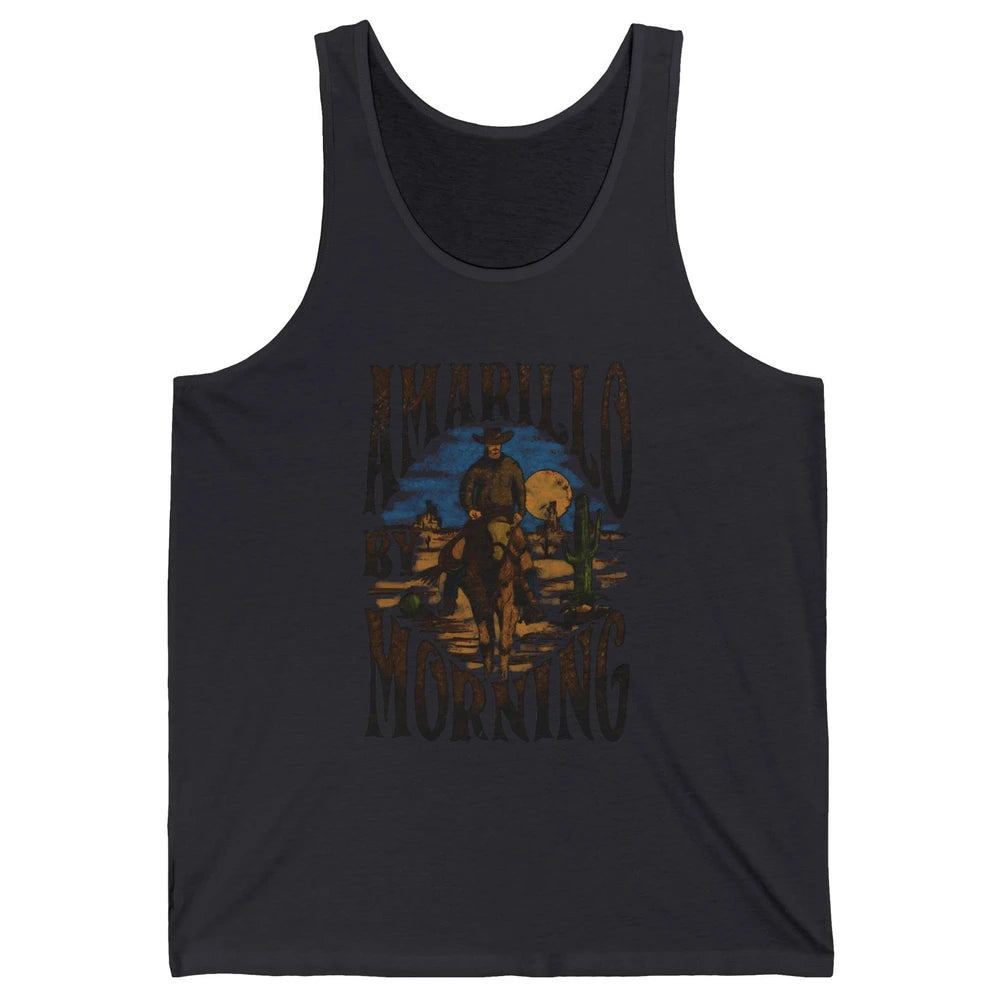 Retro Cowboy Riding Horse Desert Amarillo By Morning Western Unisex Jersey Tank