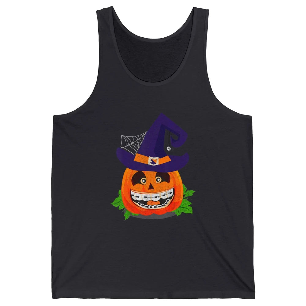 Pumpkin Witch Teeth Braces Dental Dentist Halloween Spooky Unisex Jersey Tank