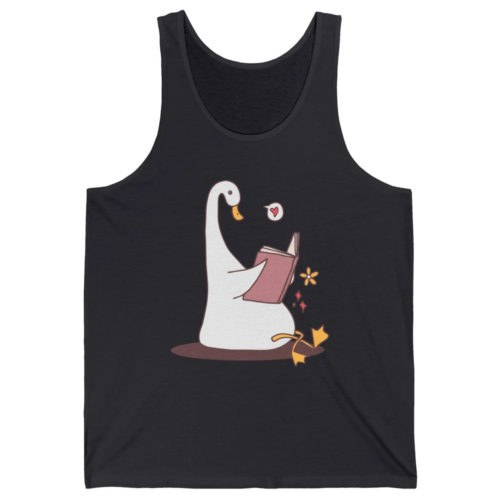Funny Silly Goose Book Reading Goose Book Lovers Bookish Unisex Jersey Tank