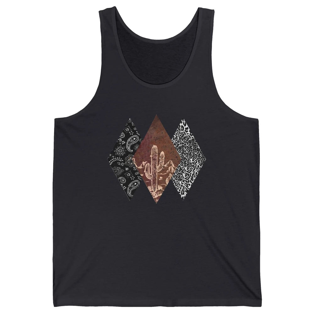 Retro Leopard Desert Cactus Sunset Western Country Cowgirl Unisex Jersey Tank
