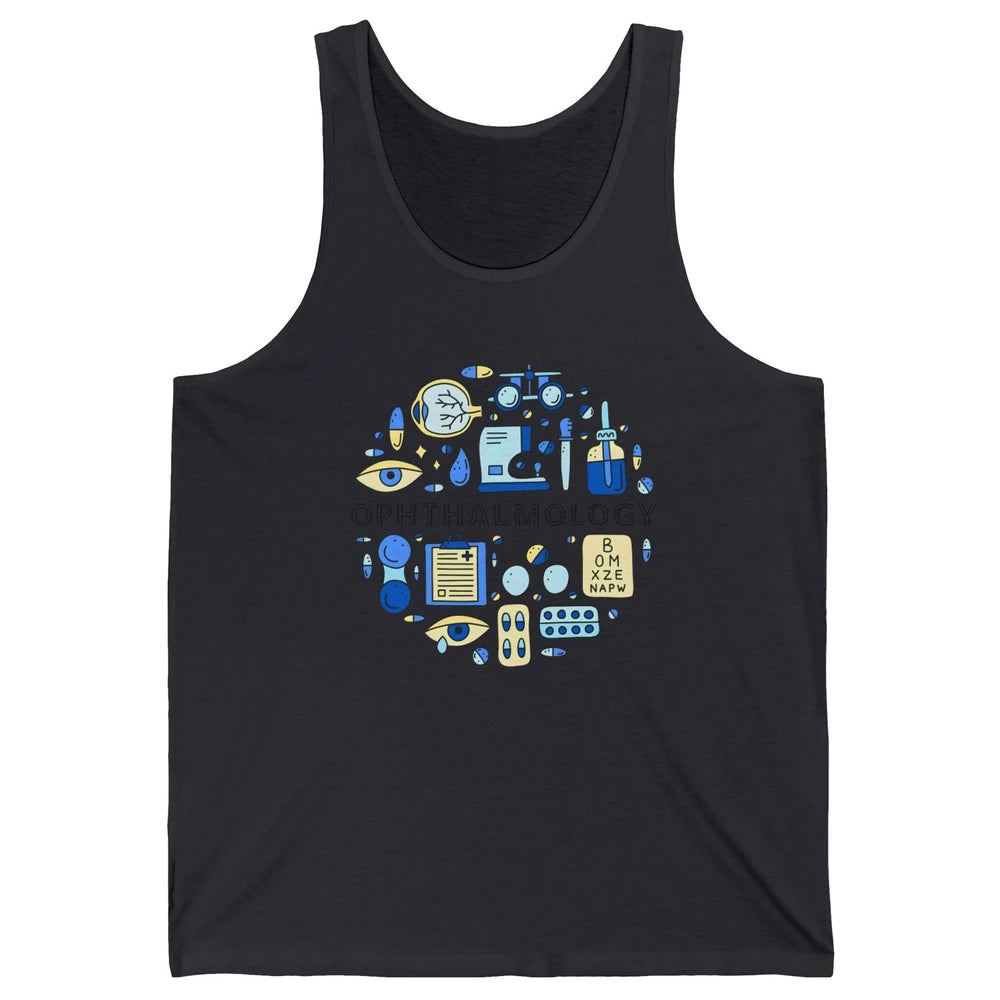 Optometrist Eye Chart Phoropter Symbols Ophthalmology Tech Unisex Jersey Tank