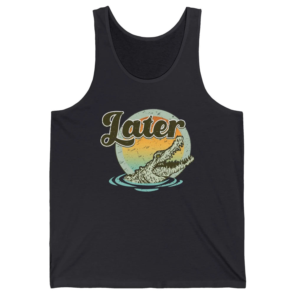 Retro Crocodile Later Take Sunset Nature Lazy Crocodile Gift Unisex Jersey Tank