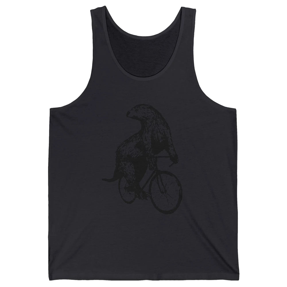 Otter Riding A Bicycle Funny Bike Rider Cute Otters Vintage Unisex Jersey Tank