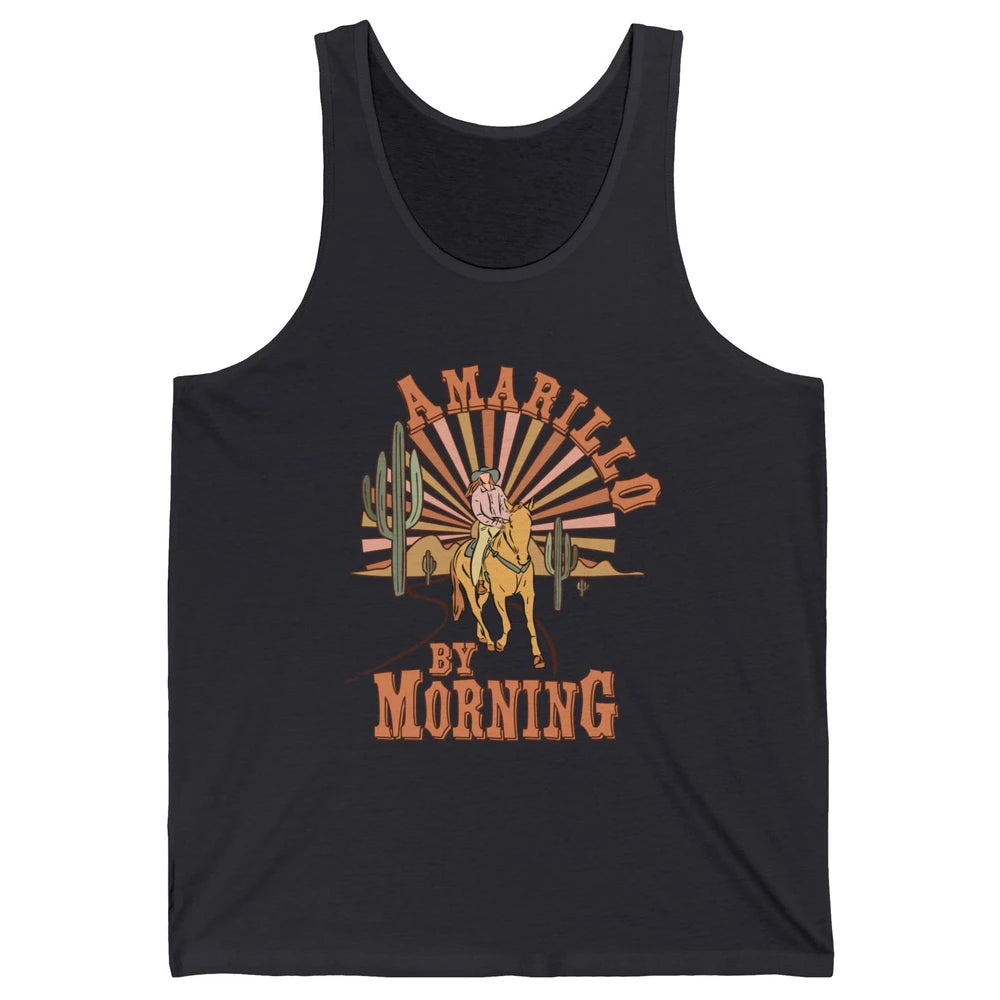Retro Desert Cowboy Riding Horse Amarillo By Morning Western Unisex Jersey Tank