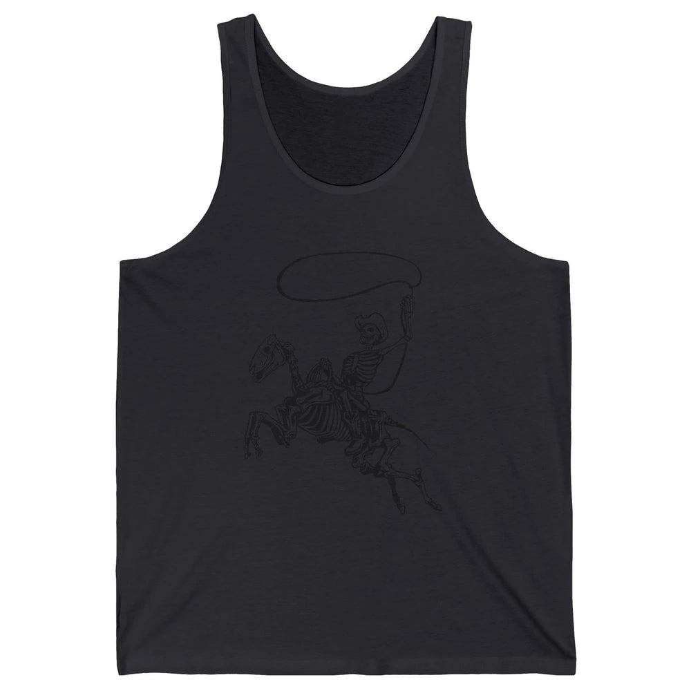 Retro Cowboy Skeleton Lassoing Western Country Horse Lovers Unisex Jersey Tank