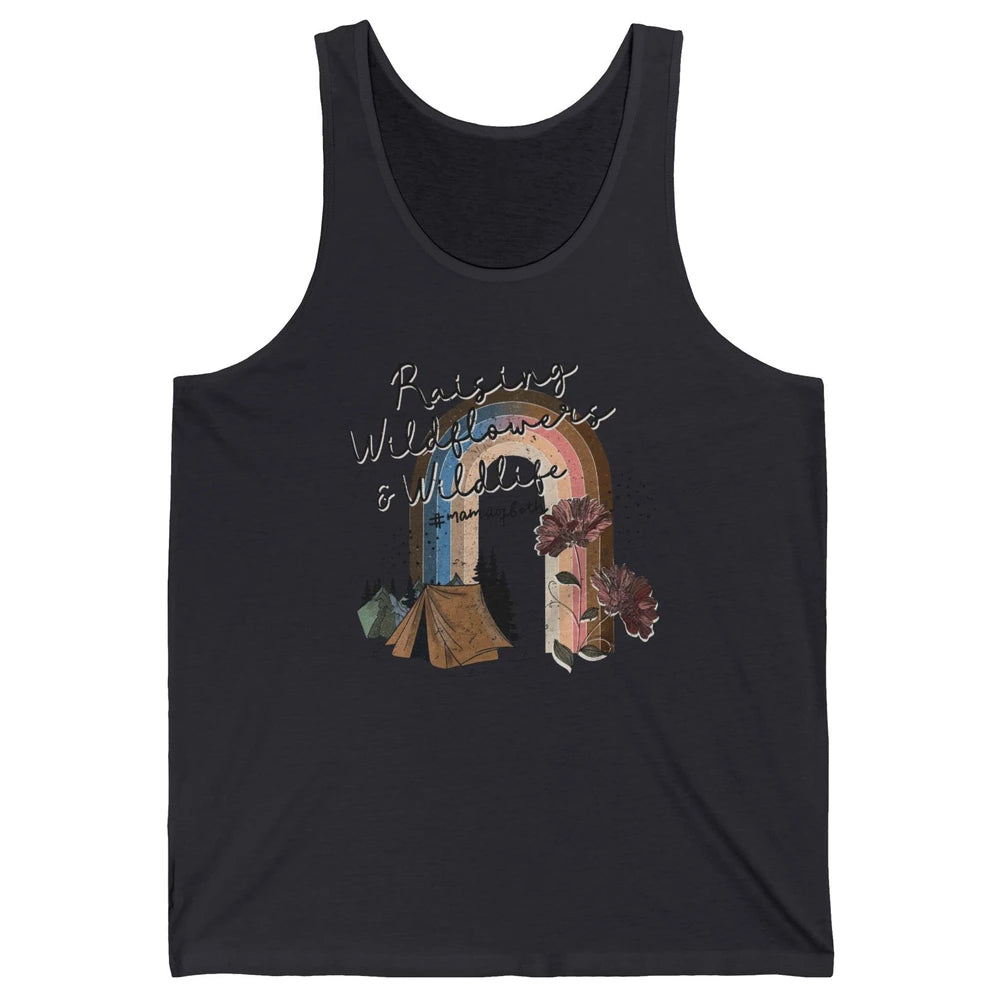Raising Wildflowers & Wildlife Mama Of Both Retro Boho Mama Unisex Jersey Tank